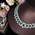 thumbnail image 6 of Silver Plated Green CZ Long Leaf Square Wedding Necklace Earrings Jewelry Set, 6 of 9