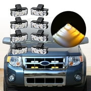 8pcs 2-LED 12V Car Truck Grille Dash Emergency Warning Hazard Strobe Light Bar Kit (4X Amber + 4X White)