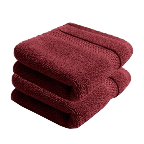 100% Cotton Hand Towel 400 Gsm | Super Soft, Absorbent, Quick Dry Hand Towel (Maroon) - Pack Of 2