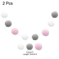 thumbnail image 2 of Uxcell 2 piezas de guirnalda de pompones de 6.6 pies 30 bolas para decoración de manualidades (blanco, gris, rosa), 2 of 6