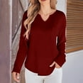 thumbnail image 5 of tarylea Womens Tops Notch Neck Solid Color Pullover Long Sleeve Irregular Hem Shirts Fall Loose Trendy Dailywear Business Casual Tops, 5 of 8