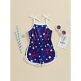 thumbnail image 5 of Aojekbee Kid Girls Jumpsuit, Tie-up Spaghetti Straps Stars Print Romper 4th of July Clothes, 5 of 10