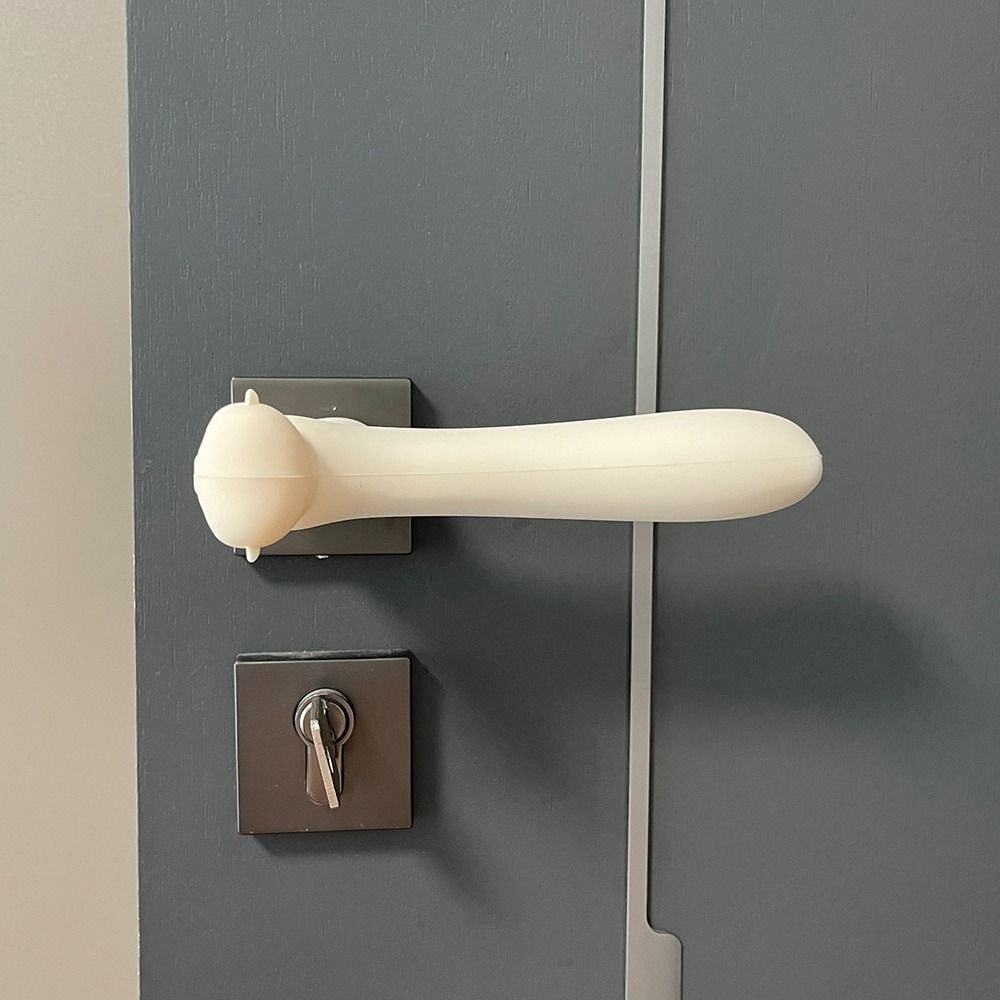 Portable Noiseless Silicone Anti Static Protective Pad Baby Safety Sleeve Protector Door Knob Cover Door Handle Cover BEIGE