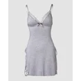 thumbnail image 5 of CHICME Nightgowns For Women Solid Color Lace Trim Side Slit Modal Cami Sleep Dress Womens Pajamas & Loungewear Gray-XL, 5 of 8
