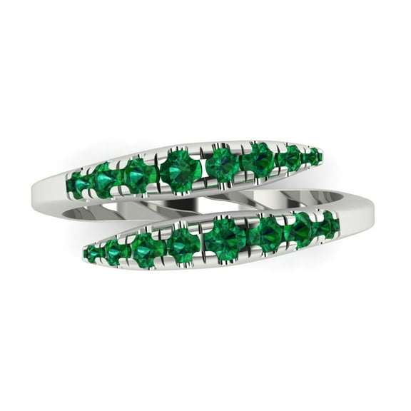 0.235 ctw Wedding Band for Women - 18K White Gold Simulated Emerald Stackable Eternity Ring