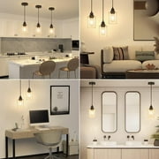 Farmhouse Pendant Lighting 3-Pack Ceiling Lights Hanging Lamp Black Pendant Lights Fixtures for Kitchen Island Dining Room with Glass Shape