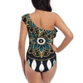 thumbnail image 5 of Sikiie Boho Dreamcatcher Print Women One Piece Swimsuits Tummy Control One Shoulder Bathing Suits Ruffle Swimwear, From S to XXL-X-Large, 5 of 6