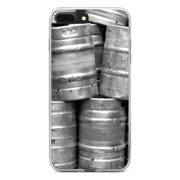 DistinctInk Clear Shockproof Hybrid Case for iPhone 7 PLUS / 8 PLUS (5.5" Screen) - TPU Bumper, Acrylic Back, Tempered Glass Screen Protector - Beer Kegs