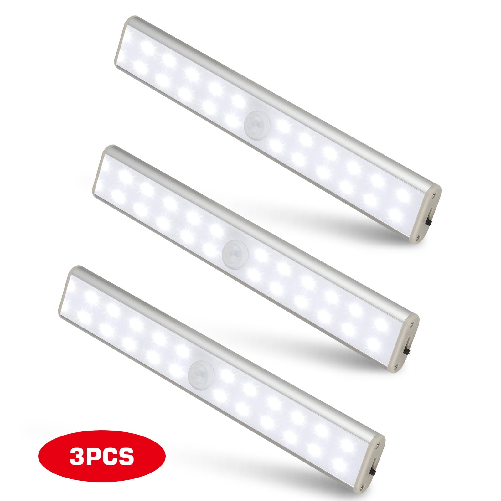 Eeekit Led Closet Light 24 Led Rechargeable Motion Sensor Closet Light Under Cabinet Wireless Stick Anywhere Night Light Bar With Large Battery For Stairs Wardrobe Kitchen Hallway 3 2 1pcs Walmart Com Walmart Com