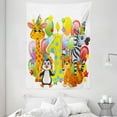 thumbnail image 1 of 1st Birthday Decorations Tapestry, Kids Party with Baby Safari Animals Zebra Lion Balloons Backdrop, Wall Hanging for Bedroom Living Room Dorm Decor, 60W X 80L Inches, Multicolor, by Ambesonne, 1 of 2