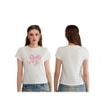 thumbnail image 4 of Mialoley Femmes Slim Fit Col Rond Manches Courtes Mignon T-shirt Imprimé Tops pour l'Été, 4 of 9