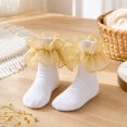 thumbnail image 6 of Dwellite Socks for Girl Fold Cuff Big Lace Frilly Dress Socks Fluffy Ruffles Stretch Socks Gold M, 6 of 6