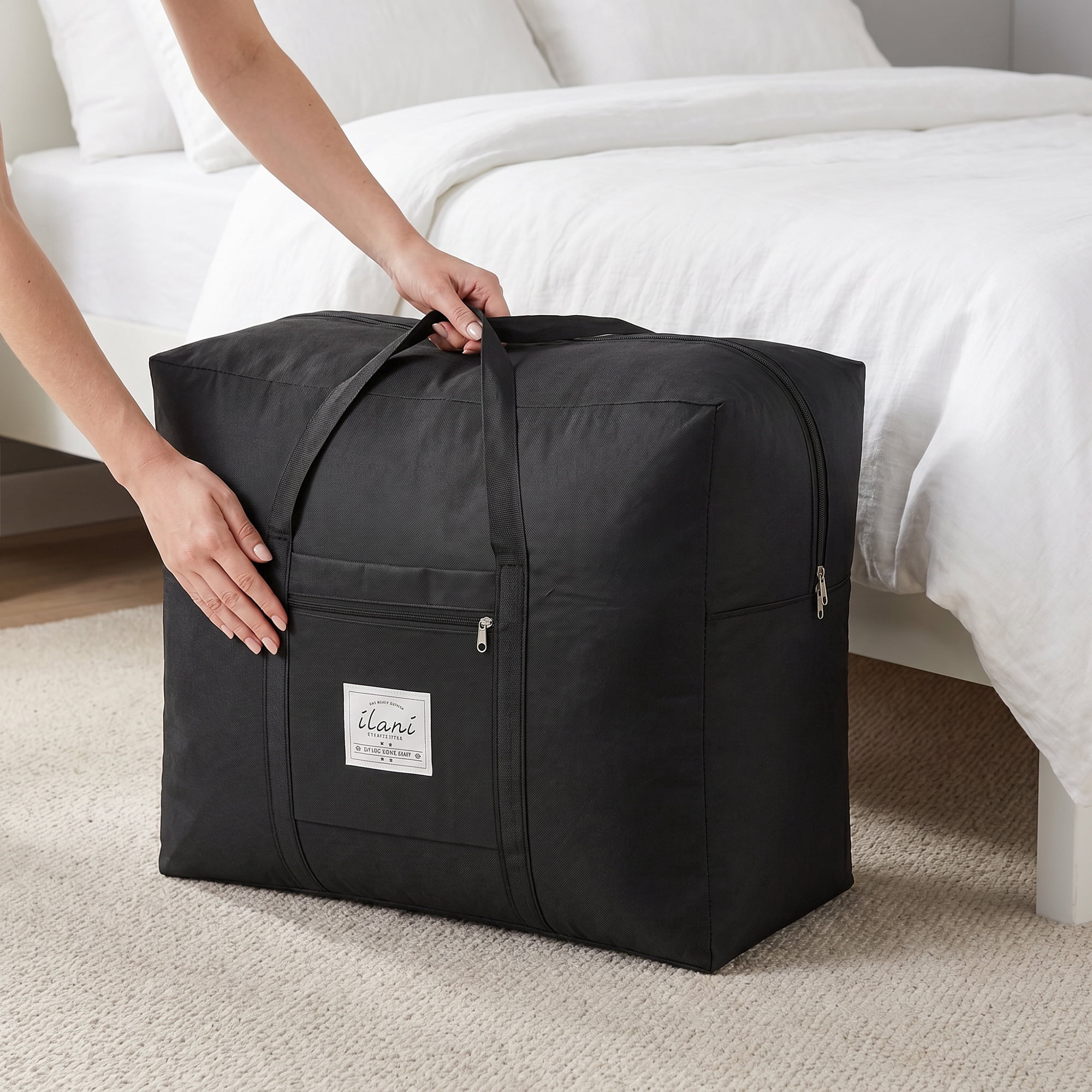 Unique Bargains Extra Large Oxford Travel Storage Bag for Organizing Black 23.6" x 20.1" x 11.8"