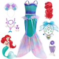 thumbnail image 2 of Disney-disfraz de la Sirenita Ariel para niñas, vestido de cola larga con volantes, Cosplay, ropa de fiesta de cumpleaños Fivean unisex, 2 of 2