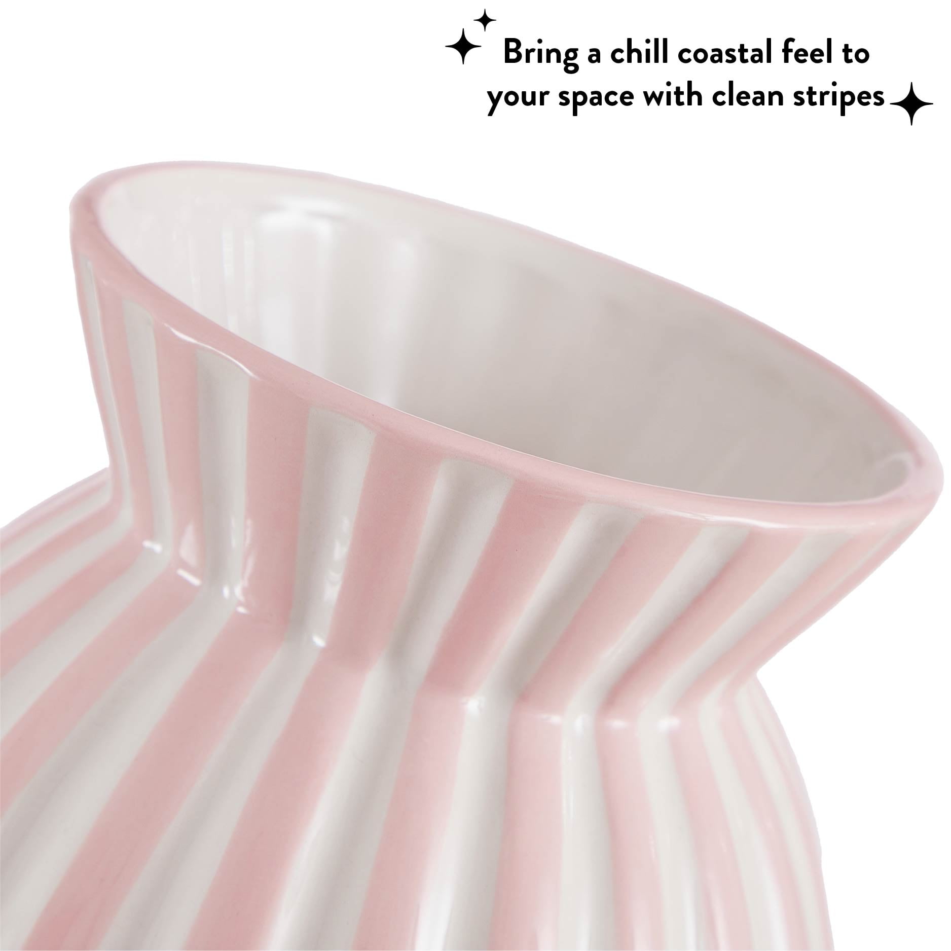 Mainstays Pink and White Striped Ceramic Vase