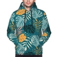 thumbnail image 4 of KLL Tropical Leaves Print Mens Hoodie Long Sleeve Casual Pullover Hooded Sweatshirt Fashion Drawstring Hoodies with Pocket-4X-Large, 4 of 6