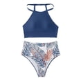 thumbnail image 5 of Bikini de cintura alta con abertura para mujer sexy traje de baño estampado multicolor traje de baño, 5 of 5