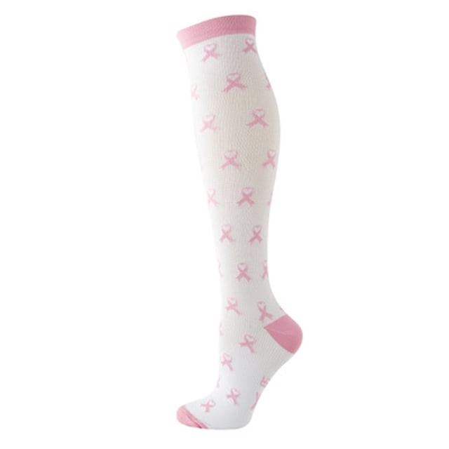 TIMIFIS Breast Cancer Awareness Pink Ribbon Crew Socks for Women Men Pink Ribbon Athletic Sports Socks for Cancer GiftsFall/Winter