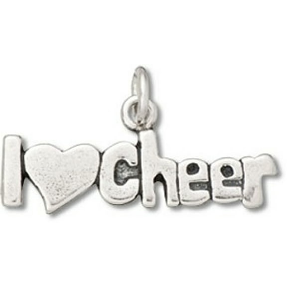 Sterling Silver 16" .8mm Box Chain I Heart Love Cheer Pendant Necklace