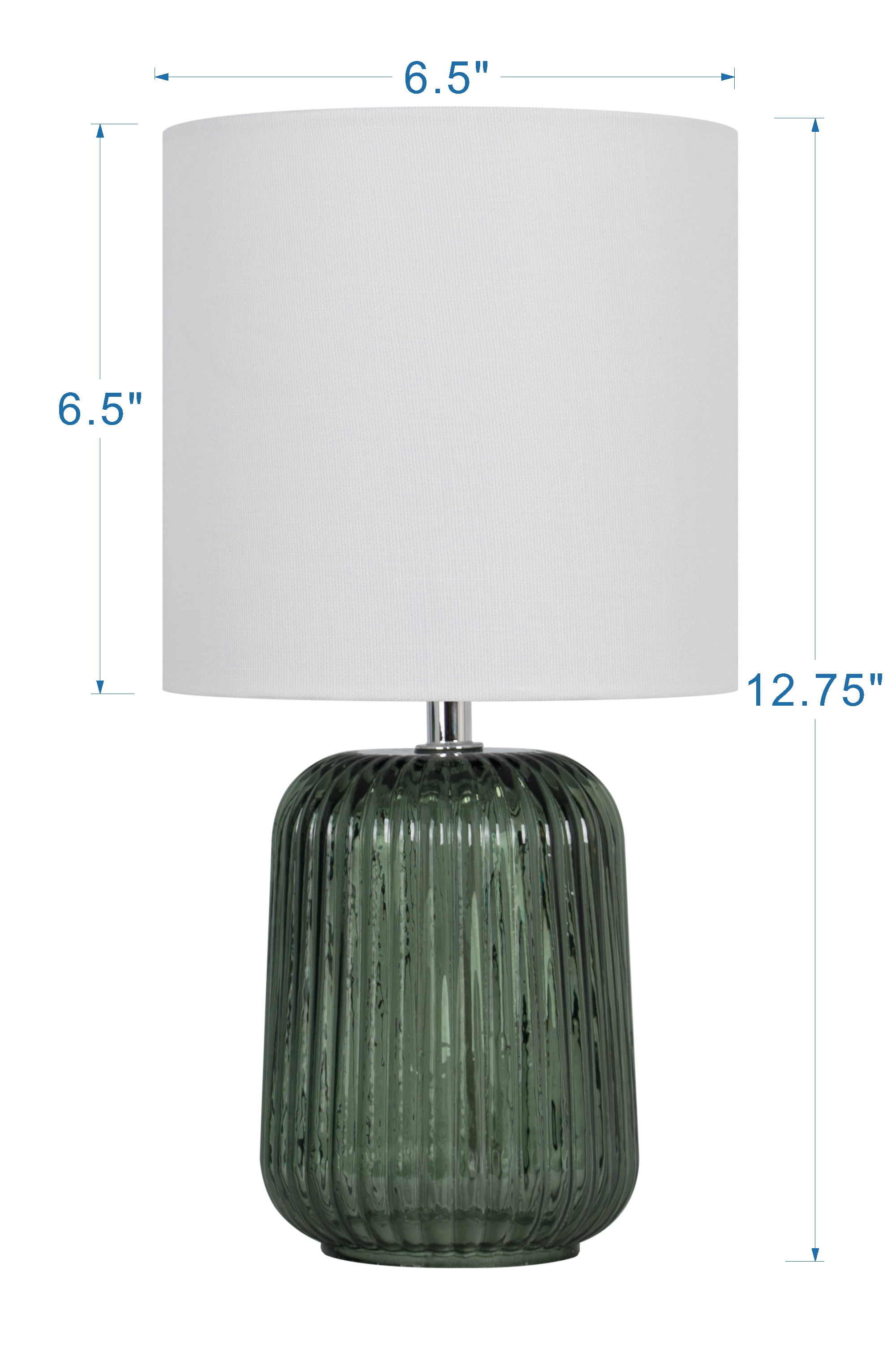 Mainstays Green Glass Table Lamp with White Linen Shade, 12.75 Inch