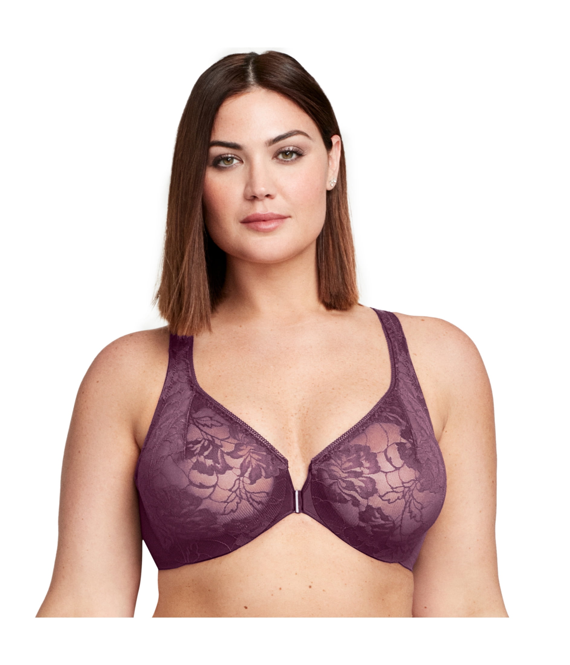 Glamorise Lacey T-Back Front-Closure WonderWire Underwire  Bra 9246 (Women's & Women's Plus)