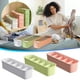 thumbnail image 1 of Organizador de cajones de 5 compartimentos para calcetines y ropa interior, caja de plástico con diseño apilable, 11,42" x 3,74" x 2,76" (Rosa, Verde, Blanco), 1 of 4