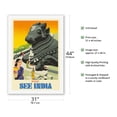 thumbnail image 2 of Mysore - See India - Sitting Nandi Bull Statue - Vintage Travel Poster c.1950s - Fine Art Rolled Canvas Print 27in x 40in, 2 of 4