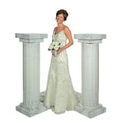 Fun Express  2 Pieces Cardboard Marble-Look Fluted Pillars 4.5' Tall, Large Photo Prop, Not Load Bearing, Wedding, Prom, Formal Dances, 3D Stand Ups