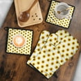 thumbnail image 5 of White Sunflower Kitchen Oven Mitt and Pot Holder Sets 4 Pcs for Baking, Cooking and Grilling, Heat Resistant Up To 392 °F, 5 of 7