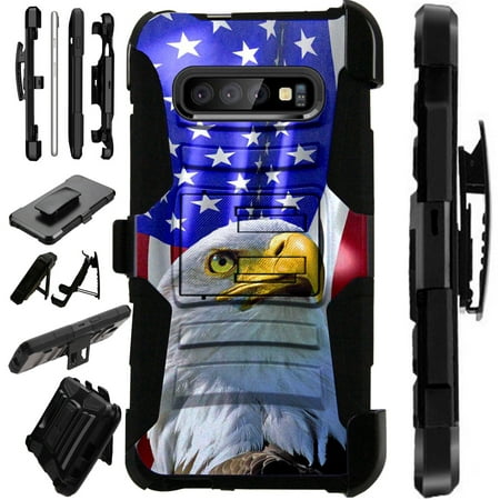 Compatible Samsung Galaxy S10 Lite S10E (2019) Case Armor Hybrid Phone Cover LuxGuard Holster (Patriotic