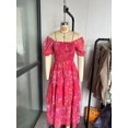 thumbnail image 4 of Aellinatey Womens Square Neck Smocked Dress Puff Short Sleeve Floral Casual Ruffle Tiered Maxi Wedding Guest Dresses, 4 of 8