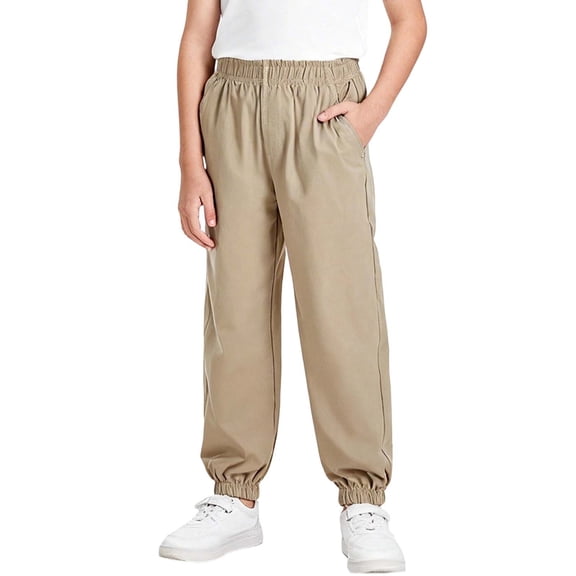 QIbmong Sweatpants for Teen Boys Adjustable Waist Elastic Waist Casual Drawstring Kids Running Trousers with Pockets(7-8Years,Blue)