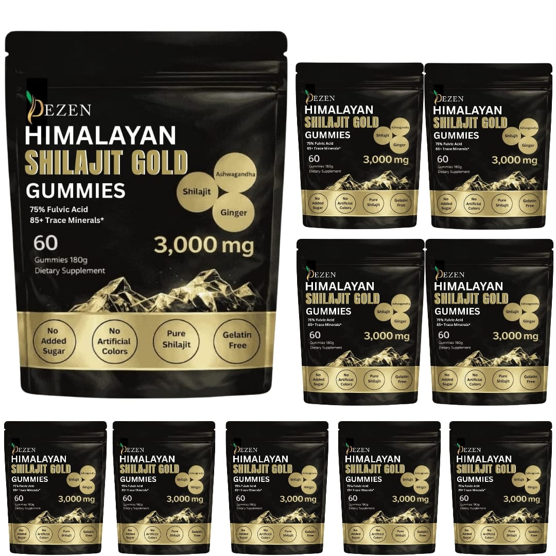 Shilajit Gummies 3000mg with Ashwagandha, Ginger, Turmeric for Energy & Overall Health Support, 60 Count Each, Pack 10