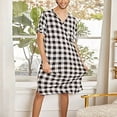 thumbnail image 4 of BONIXOOM Matching Pajamas For Couples Pajamas For Men Loungewear None Short Sleeve Plaid Jumpsuit Black L, 4 of 8