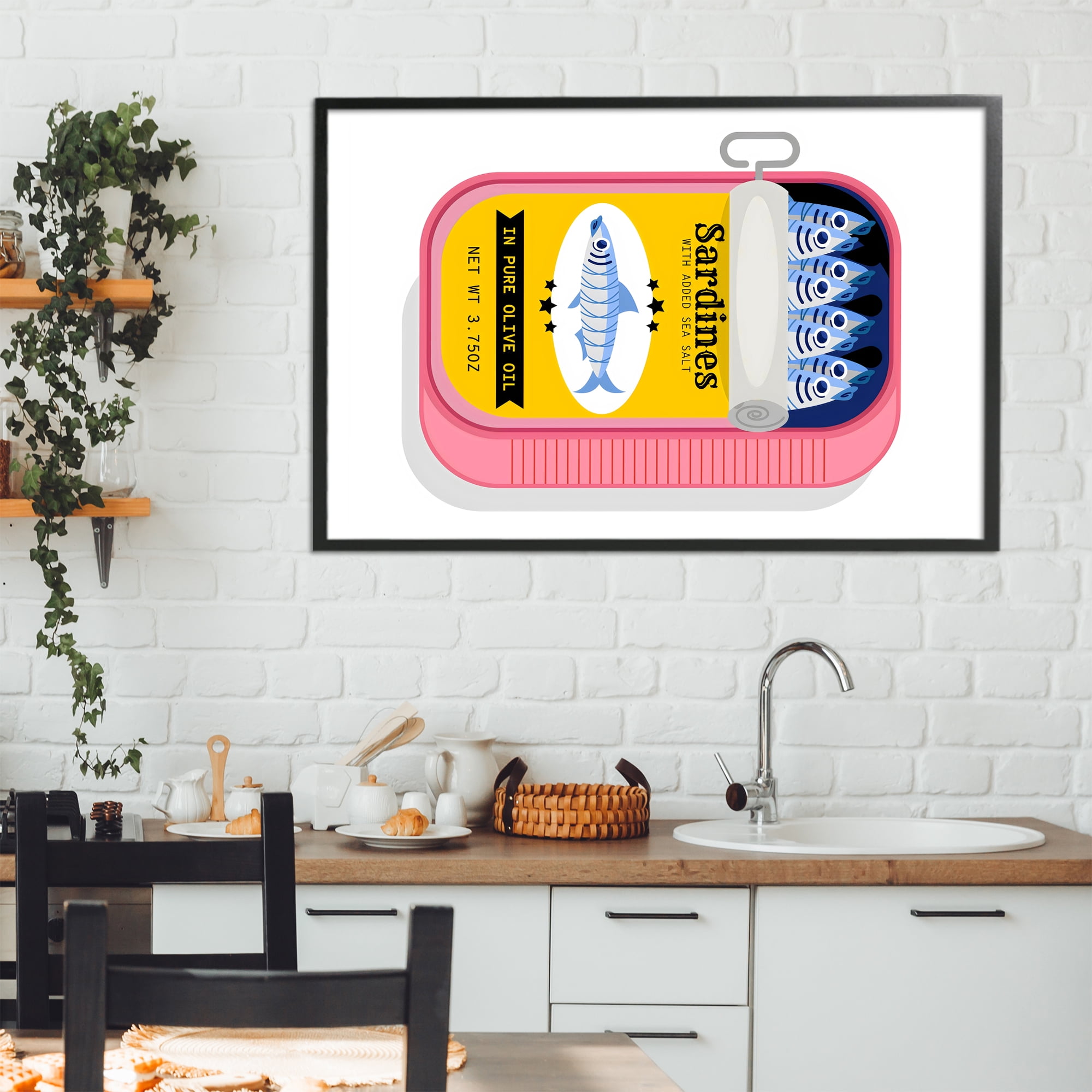 Stupell Industries Retro Can of Sardines Black Framed Giclee Art, design by Creative Studio