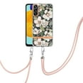 thumbnail image 3 of Flower Pattern Case for Samsung Galaxy A14 5G, Detachable Shoulder Strap Lanyard Crossbody Slim Lightweight Floral Cover with Soft Silicone Shockproof Drop Resistant Case,White Flower, 3 of 7