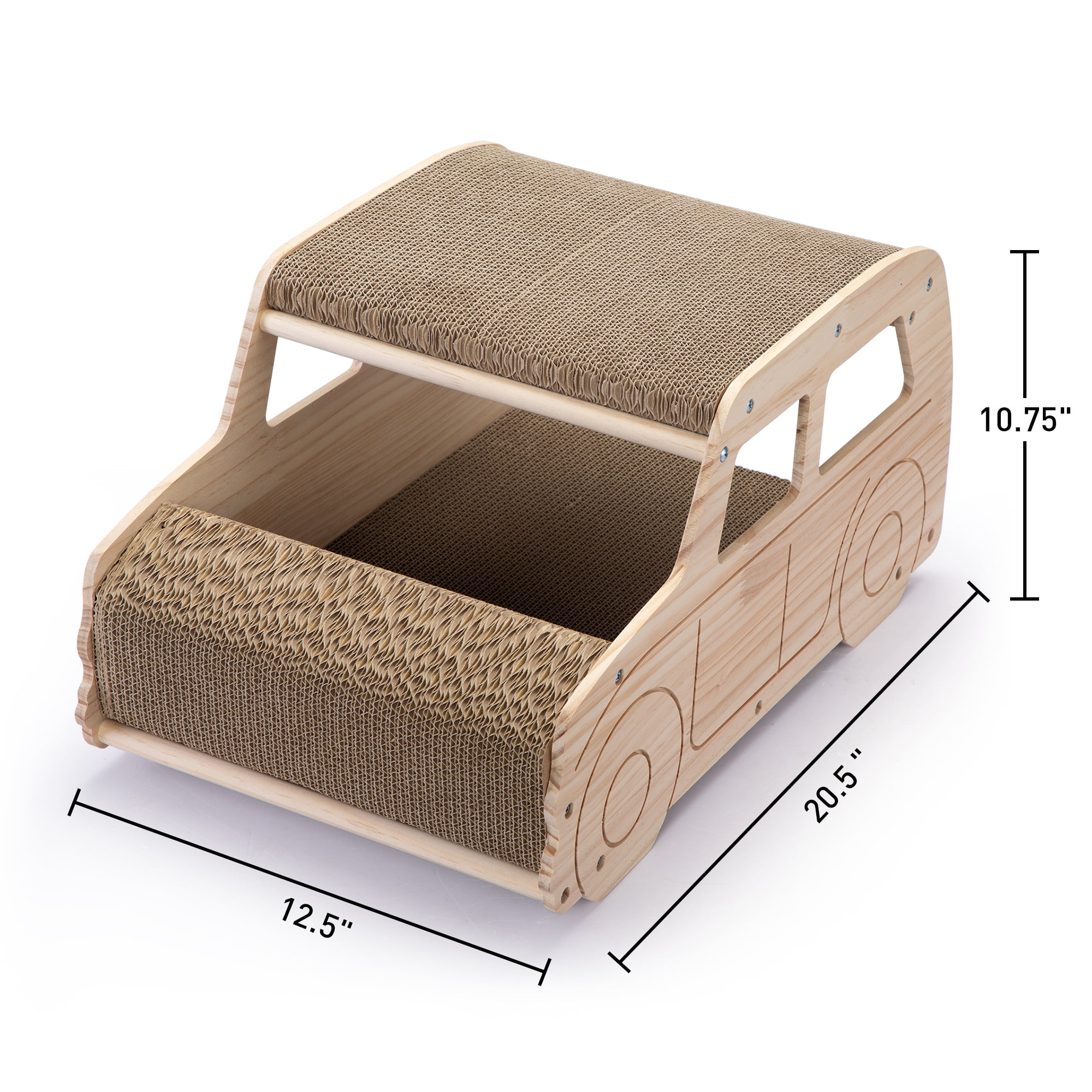 Kadyn 20" Cat Scratching Pads, Car-Shaped Cat Scratcher Lounge, Cat Scratch House Couch for Bed Toy, Beige