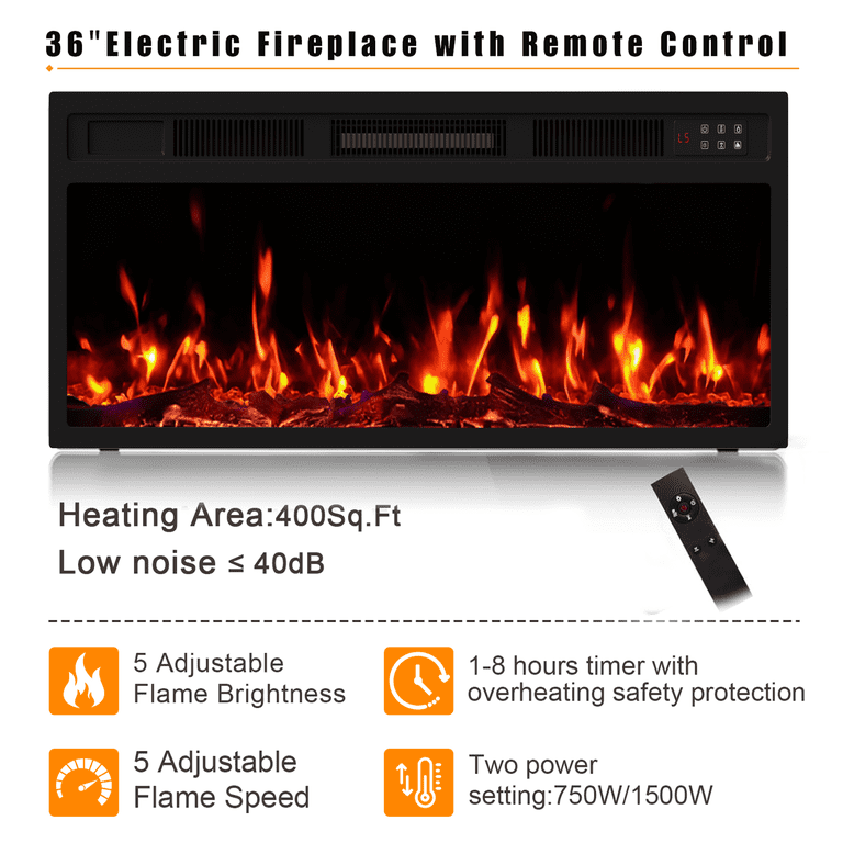 Waleaf 70" TV Stand with Electric Fireplace, White photo 3