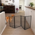 thumbnail image 2 of JERFIT Extra Wide 73" Solid Wood Freestanding Pet Gate for Doorways, No Tools Needed, Dark Brown Folding Dog Gate for Stairs & Indoor Use, 2 of 10
