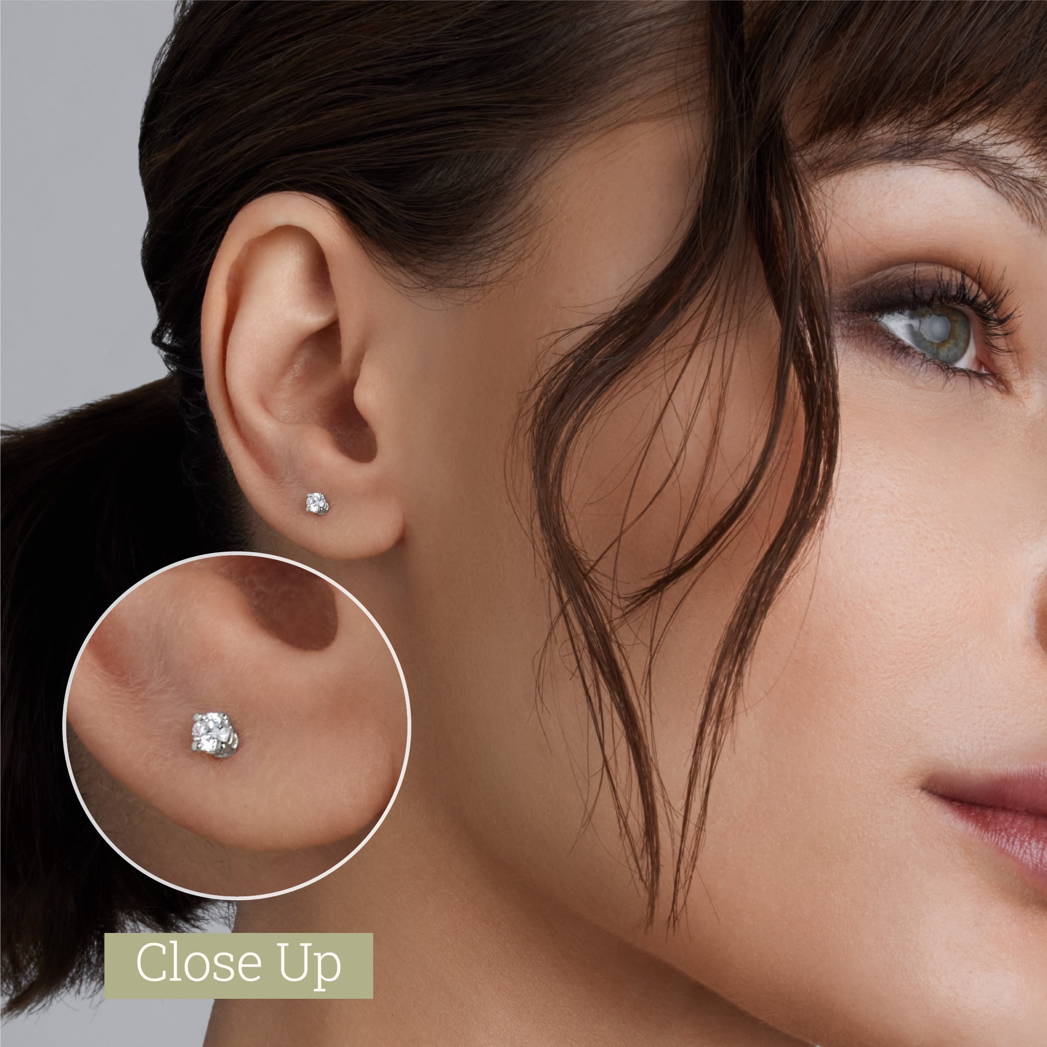 Gilded 1/5 Carat Total Weight Lab-Grown Diamond Stud Earrings for Women| 925 Sterling Silver Studs | Hypoallergenic Fine Jewelry | 4-Prong Basket, Push Back Nut | SI1 Clarity, F Color, Round Cut