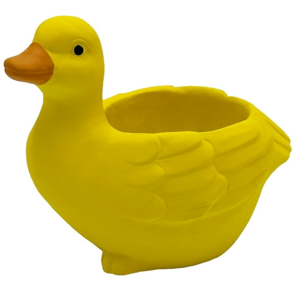 Classic Home and Garden Cement Buddies Indoor/Outdoor Planter with Drainage Hole, Duck, Yellow, 7"