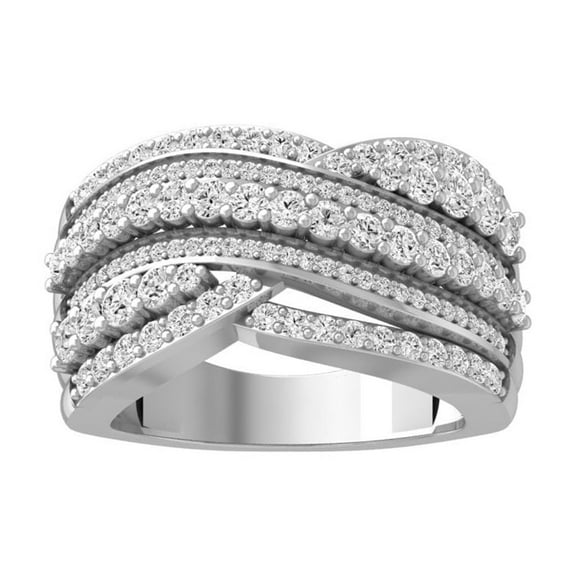 ARAIYA FINE JEWELRY 14K Solid White Gold Cluster Diamond Wedding Band Ring (1 1/4 cttw, I-J Color, I2-I3 Clarity) Size 9.5