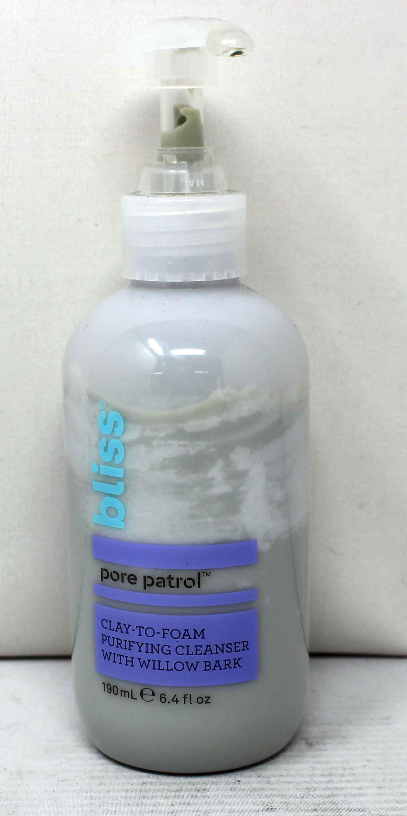 Bliss Pore Patrol Clay To Foam Purifying Cleanser w/Willow Bark 6.4 Ounces