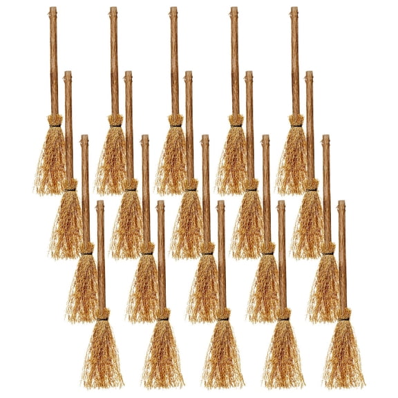 20 Pcs Mini Witches Broomstick Broom,Halloween Witches Craft Brush Decorations,Artificial Mini Broom ,Miniature Broom Props,Halloween Craft Decoration Witches Accessory for Costume Party