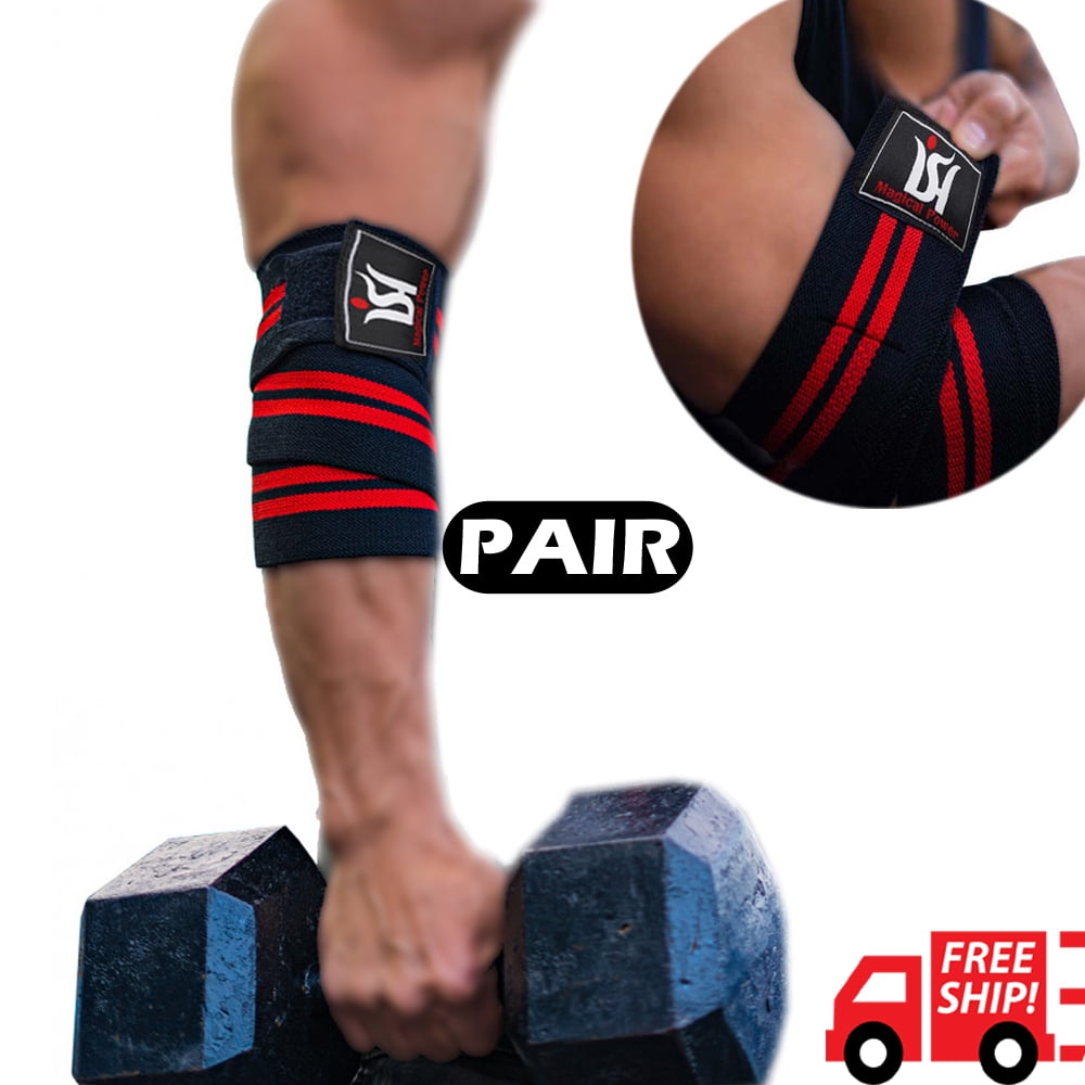 Elastic Elbow Arm Support Sleeve Brace Grip Straps Gym Power Weight
