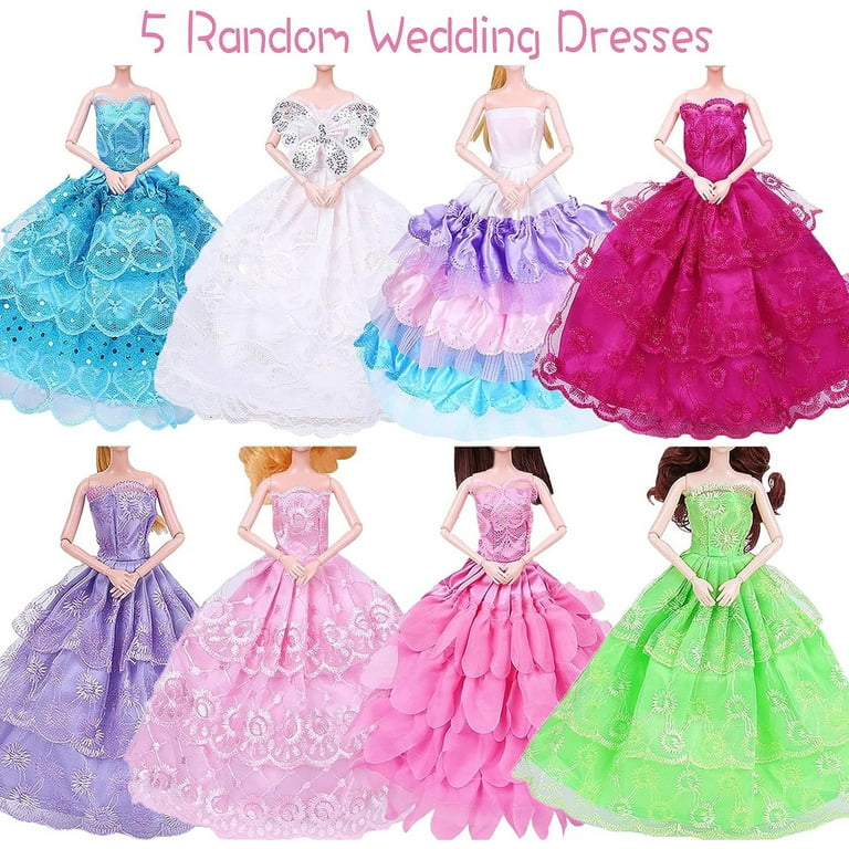 65 Pcs Doll Clothes and Accessories Set 5 Fashion Dresses, 3 Wedding Party  Gowns, 5 Slip Skirts, 4 Tops Pants Outfits, 3 Bikini Swimsuits, 20 Shoes