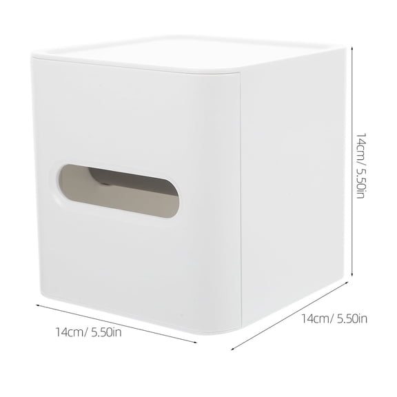 TABLZONE White Plastic Cube Tissue Box Cover with Storage Compartment, and Easy to Clean