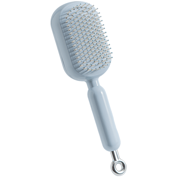 Air Cushion Comb, Self Cleaning Hair Brush with Retractable Bristles, Scalp Massage Comb for Women, Anti-Static Detangling Hairbrush, Ergonomic ABS Handle, Blue