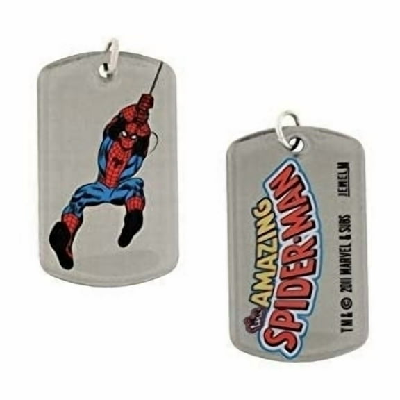 Dog Tag Marvel Comics The Incredible Spiderman Spinning Web Spider Man Double SIded Dog Tag with chain vintage jewelry