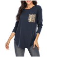 thumbnail image 3 of Qiopertar Chandails à Manches Longues Léopard Col Rond avec Poche Décontracté Élégant Pull Offres de la Semaine Liquidation Moins de 5$ jusqu'à 90 % de Réduction, 3 of 9